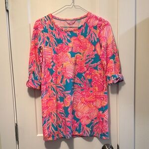 Lilly Pulitzer Girls Coral Reef 3/4 Sleeve Top size XL 12-14